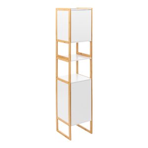 199 000579 4 Wall cabinet-column Derfen pakoworld mdf in white-natural color 33x33x170cmIndoor furniture > Home organization > Bathroom