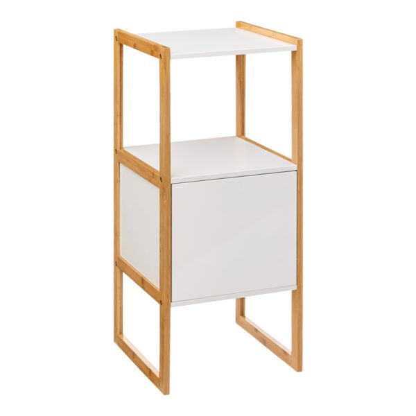 199 000580 4 Low wall-mounted cabinet Derfen pakoworld in white-natural color 33x33x80cmIndoor furniture > Home organization > Bathroom