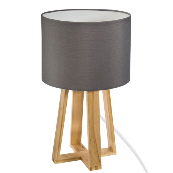 199 000607 6 Table lamp Kressou pakoworld pine wood in grey color D20x34.5cmLighting > Table