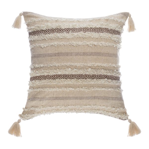 199 000617 4 Deco cushion with fringes Polat pakoworld in beige color 59x59cmIndoor furniture > Bean Bags