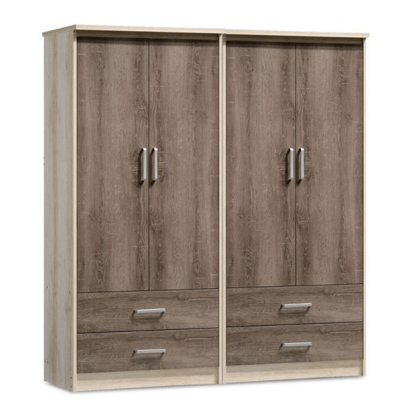200 000163 4 Wardrobes Olympus pakoworld with 4 doors and 4 drawers in castillo-toro color 162x57x183cmIndoor furniture > Wardrobes