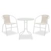 200 000299 1 Watson-Tade pakoworld dining table set of 3 pieces black metal-glass D60x70cmOutdoor furniture > Garden food table