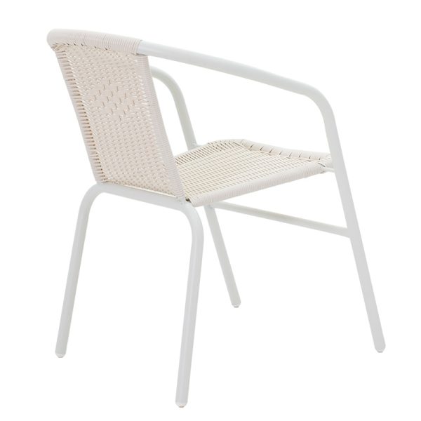 200 000299 3 1 Watson-Obbi garden dining set 3pcs pakoworld metal white-glass Φ60x70cmOutdoor furniture > Garden food table