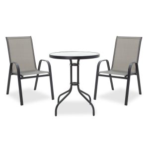 200 000305 10 Garden dining set 3pcs Calan-Watson pakoworld metal black-textilene black D60x70cmOutdoor furniture > Garden food table