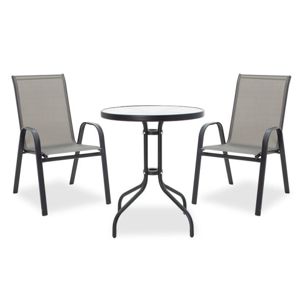 200 000305 10 Garden dining set 3pcs Calan-Watson pakoworld metal black-textilene black D60x70cmOutdoor furniture > Garden food table