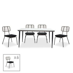 200 000355 5 Naoki dining set 7pcs pakoworld metal black pe gray.EASTER OFFERS