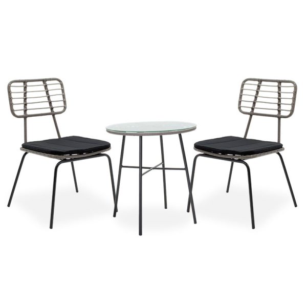 200 000375 5 Gaus-Naoki dining set 3pcs pakoworld metal black pe gray.EASTER OFFERS
