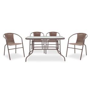 200 000385 9 Dining table Ensure-Obbi set 7pcs pakoworld metal-pe brownOutdoor furniture > Garden food table