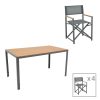 200 000765 9 Dining table Nares-Moly A set of 5 pakoworld anthracite-black aluminum and plywood in natural color 140x80x72.5cmOutdoor furniture > Garden food table