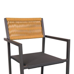 200 000770 2 2 Dining table Savor-Nares set of 5 pakoworld anthracite aluminum and plywood-rattan in natural color 140x80x72.5cmOutdoor furniture > Garden food table