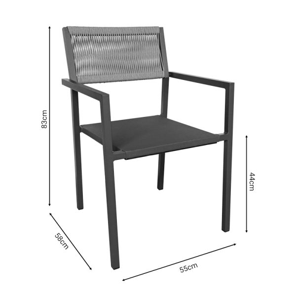 200 000770 4 2 Dining table Savor-Nares set of 5 pakoworld anthracite aluminum and plywood-rattan in natural color 140x80x72.5cmOutdoor furniture > Garden food table