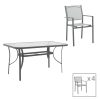 200 000915 12 Dining table Nares-Pino A set of 5 pakoworld white aluminum and plywood in a natural shade 140x80x72.5cmOutdoor furniture > Garden food table