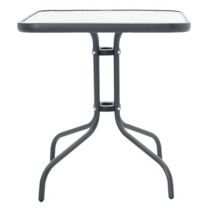 200 000916 2 8 Dining table Watson-Confidence set of 3 pakoworld metal in charcoal shade 70x70x70cmOutdoor furniture > Garden food table
