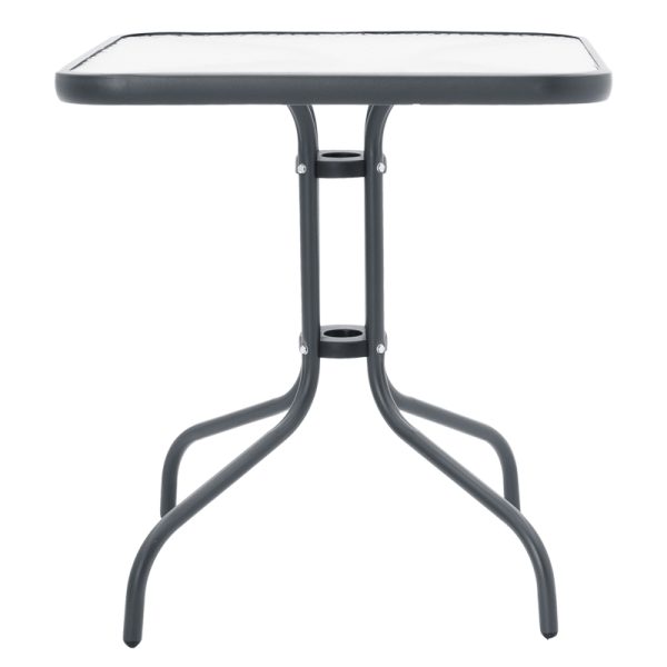 200 000916 2 8 Dining table Watson-Confidence set of 3 pakoworld metal in charcoal shade 70x70x70cmOutdoor furniture > Garden food table