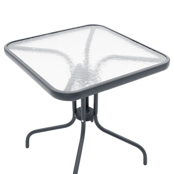 200 000916 3 8 Dining table Watson-Confidence set of 3 pakoworld metal in charcoal shade 70x70x70cmOutdoor furniture > Garden food table
