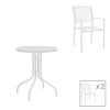 200 000919 7 Dining table Nares-Azelie B set of 7 pakoworld white aluminum and plywood in a natural shade 180x90x72.5cmOutdoor furniture > Garden food table