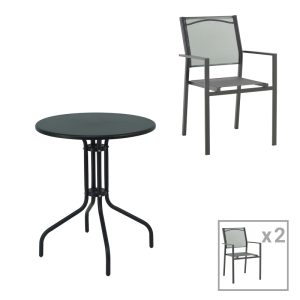 200 000920 10 Dining table Vergo-Confidence set of 3 pakoworld metal in black shade D60x70cmOutdoor furniture > Garden food table