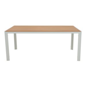 200 000932 2 2 Dining table Nares-Raven B set of 7 pakoworld white aluminum and plywood in a natural shade 180x90x72.5cmOutdoor furniture > Garden food table