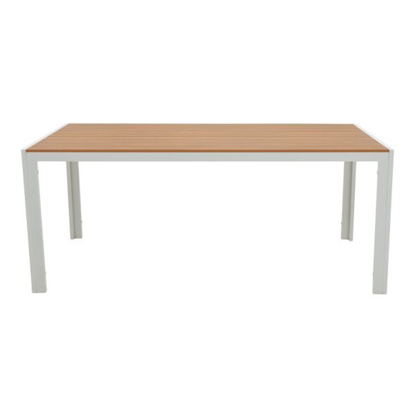 200 000932 2 2 Dining table Nares-Raven B set of 7 pakoworld white aluminum and plywood in a natural shade 180x90x72.5cmOutdoor furniture > Garden food table