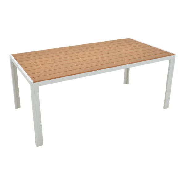 200 000932 3 2 Dining table Nares-Raven B set of 7 pakoworld white aluminum and plywood in a natural shade 180x90x72.5cmOutdoor furniture > Garden food table