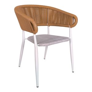 200 000932 4 2 Dining table Nares-Raven B set of 7 pakoworld white aluminum and plywood in a natural shade 180x90x72.5cmOutdoor furniture > Garden food table
