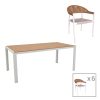 200 000934 6 Dining table Nares-Elation set of 5 pakoworld white aluminum and plywood in natural shade 140x80x72.5cmOutdoor furniture > Garden food table