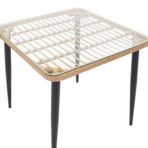 200 000958 3 8 Naoki V dining table set of 3 pakoworld rattan pe in natural shade and black metal 80x80x78cmOutdoor furniture > Garden food table