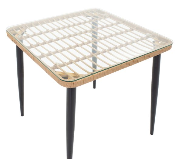 200 000958 3 8 Naoki V dining table set of 3 pakoworld rattan pe in natural shade and black metal 80x80x78cmOutdoor furniture > Garden food table