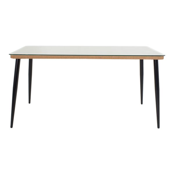 200 000961 2 5 Dining table Naoki X set of 7 pakoworld rattan pe in natural shade and black metal 160x90x78cmOutdoor furniture > Garden food table