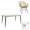 200 000961 8 Mabu-Nares dining table set of 5 pakoworld anthracite aluminum and plywood in natural color 140x80x72.5cmOutdoor furniture > Garden food table