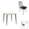 200 000963 13 Naoki V dining table set of 3 pakoworld rattan pe in natural shade and black metal 80x80x78cmOutdoor furniture > Garden food table