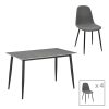 200 001059 9 Cozline Inart table white marble sintered stone-leg black metal 180x90x76cmIndoor furniture > Dining Tables