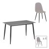 200 001062 8 Gaston-Cuba pakoworld dining table set of 5 pp-mdf in black-sonoma color 120x70x76cmIndoor furniture > Dinning sets