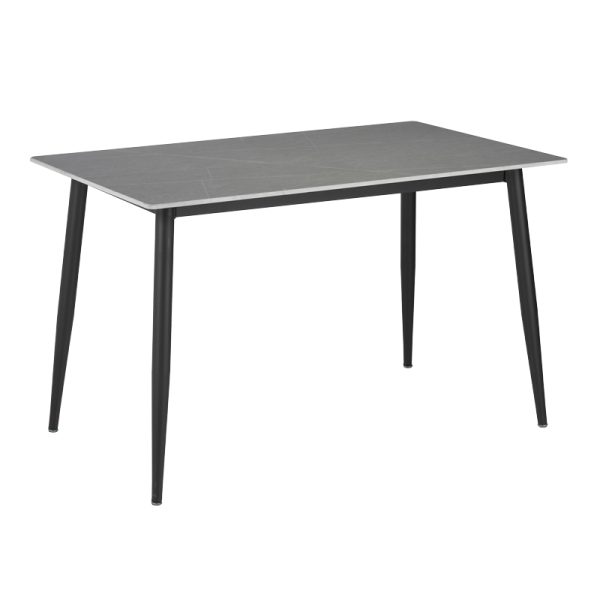 200 001065 4 5 Dining table Bella-Gustas pakoworld set of 7 gray marble sintered stone-black metal 160x85x75cmIndoor furniture > Dinning sets