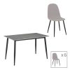 200 001065 8 Aurora-Balou pakoworld dining table set of 5 pp-mdf in black-natural color D100x75cmIndoor furniture > Dinning sets