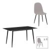 200 001069 9 Dining table Gustas-Bella pakoworld set of 7 pieces gray with black sintered stone marble 160x80x75cmIndoor furniture > Dinning sets