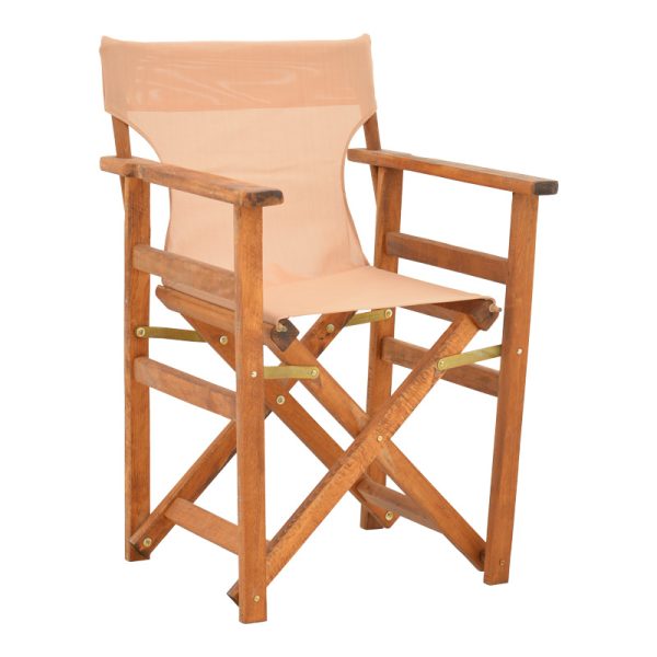 200 001079 12 Kompa pakoworld director's chair, solid beech wood, walnut - Nexus beige fabricOutdoor furniture > Garden armchairs