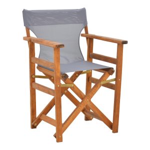 200 001081 12 Kompa pakoworld director's chair, solid beech wood, walnut - Nexus grey fabricOutdoor furniture > Garden armchairs