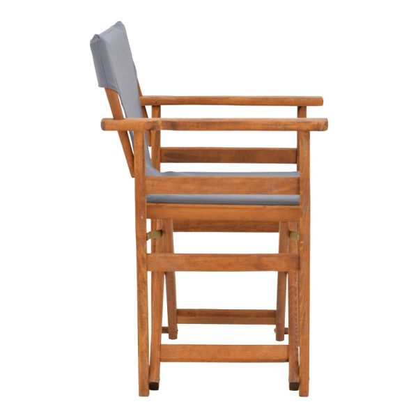 200 001081 2 9 Kompa pakoworld director's chair, solid beech wood, walnut - Nexus grey fabricOutdoor furniture > Garden armchairs
