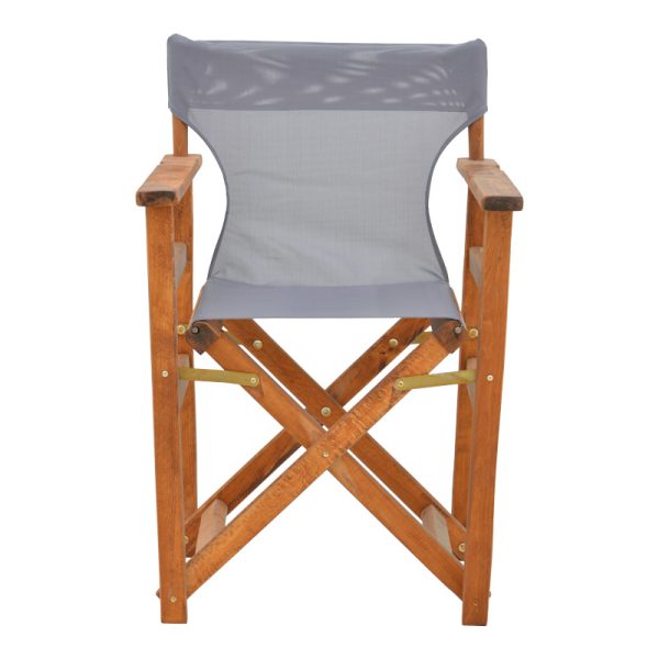 200 001081 3 9 Kompa pakoworld director's chair, solid beech wood, walnut - Nexus grey fabricOutdoor furniture > Garden armchairs