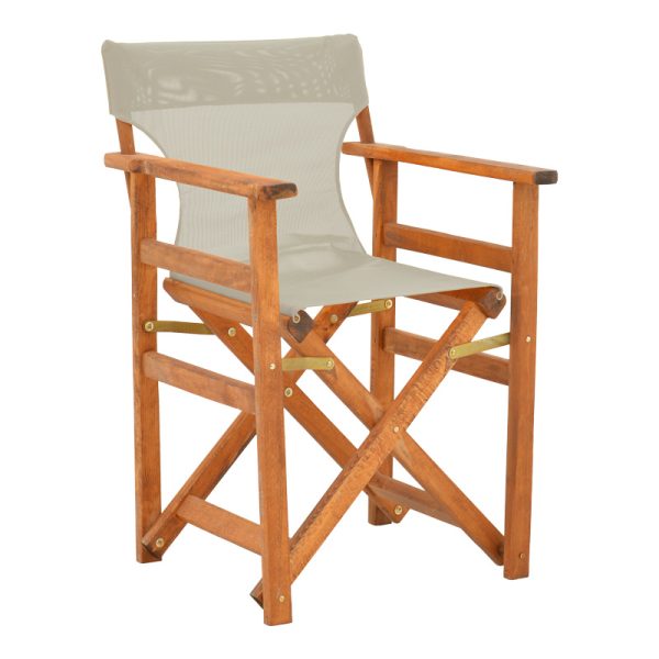 200 001084 10 Kompa pakoworld director's chair, solid beech wood, walnut - Nexus grey-beige fabricOutdoor furniture > Garden armchairs