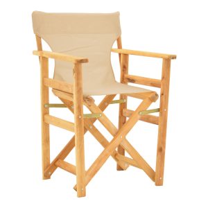 200 001085 9 Kompa pakoworld director's chair, solid beech wood, natural - Nexus beige fabricOutdoor furniture > Garden armchairs