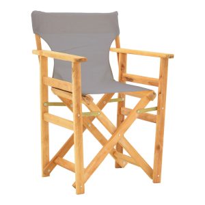 200 001087 9 Kompa pakoworld director's chair, solid beech wood, natural - Nexus grey fabricOutdoor furniture > Garden armchairs
