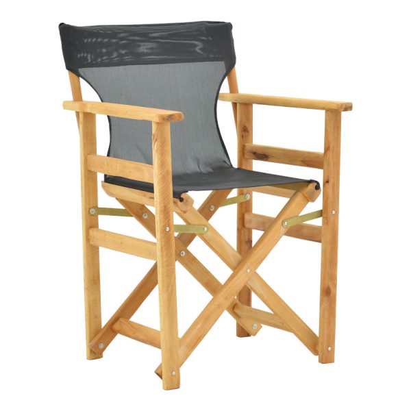 200 001089 9 Kompa pakoworld director's chair, solid beech wood, natural - Nexus dark black fabricOutdoor furniture > Garden armchairs
