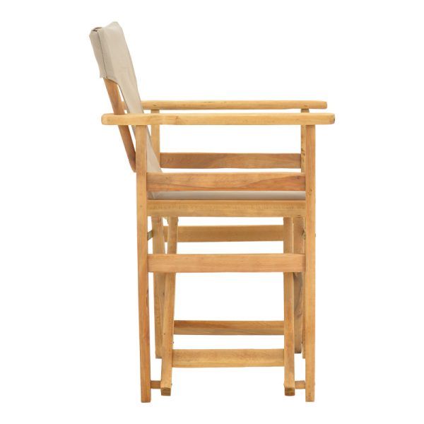 200 001090 2 6 Kompa pakoworld director's chair, solid beech wood, natural - Nexus grey-beige fabricOutdoor furniture > Garden armchairs