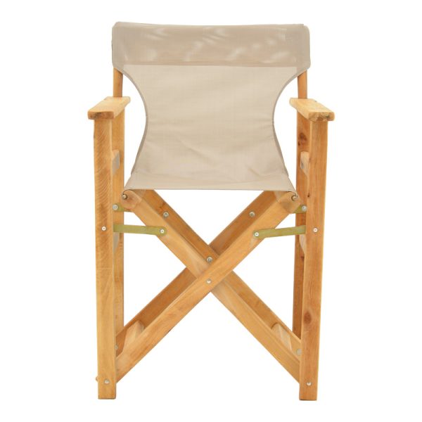 200 001090 3 6 Kompa pakoworld director's chair, solid beech wood, natural - Nexus grey-beige fabricOutdoor furniture > Garden armchairs