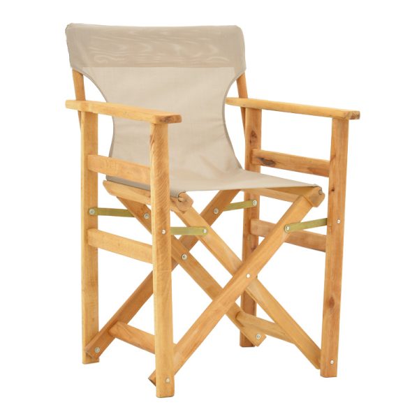 200 001090 9 Kompa pakoworld director's chair, solid beech wood, natural - Nexus grey-beige fabricOutdoor furniture > Garden armchairs