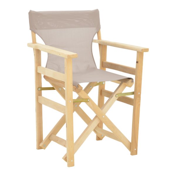 200 001096 10 Kompa pakoworld director's chair-armchair, solid wood in an unpainted wood shade-Nexus fabric, gray-beigeOutdoor furniture > Garden armchairs