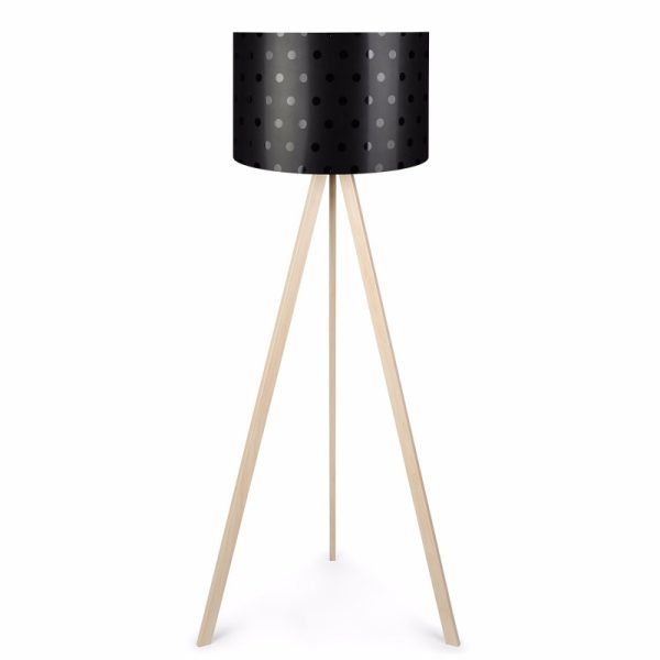 202 000009 4 Floor lamp PWL-1060 pakoworld Ε27 natural-black dots D38x140cmLighting > Floor