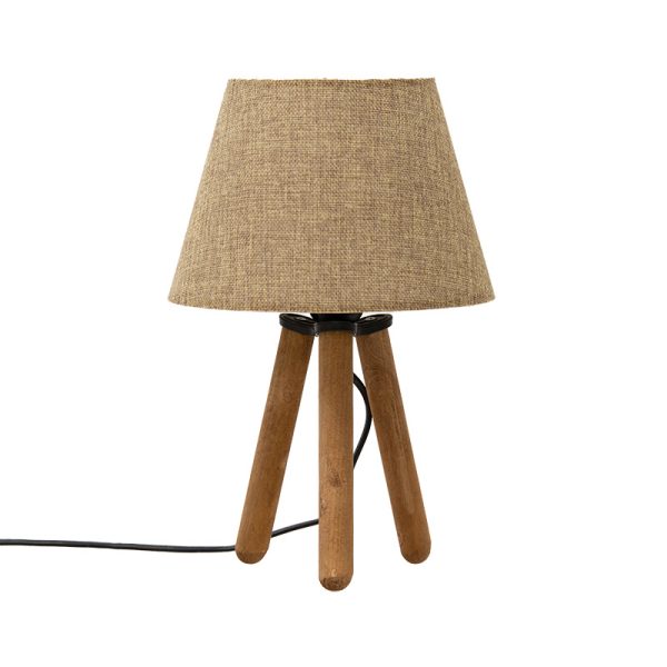 202 000030 11 Table lamp PWL-1071 pakoworld Ε27 beige brown-walnut D22x32cmLighting > Table